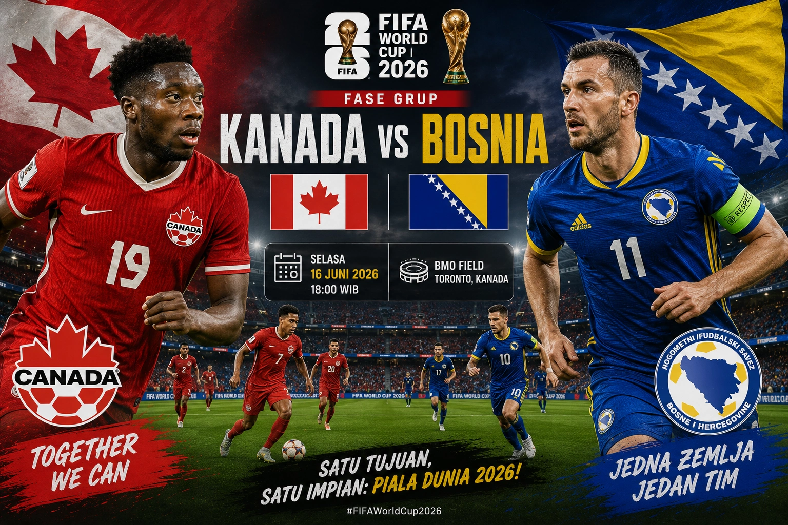 Prediksi Skor Kanada vs Bosnia Piala Dunia 2026