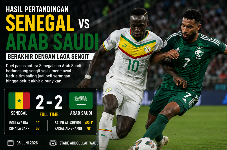 Hasil Senegal vs Arab Saudi Berakhir Dengan Laga Sengit