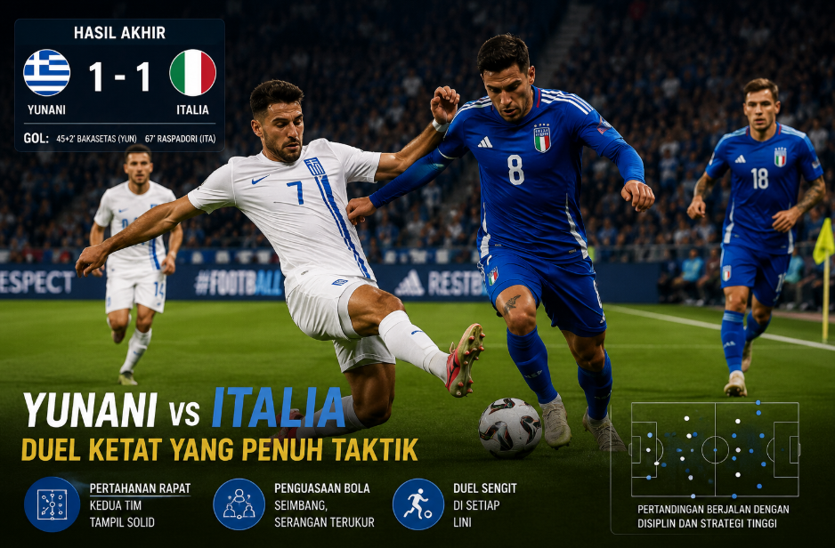 Hasil Yunani vs Italia: Duel Ketat yang Penuh Taktik