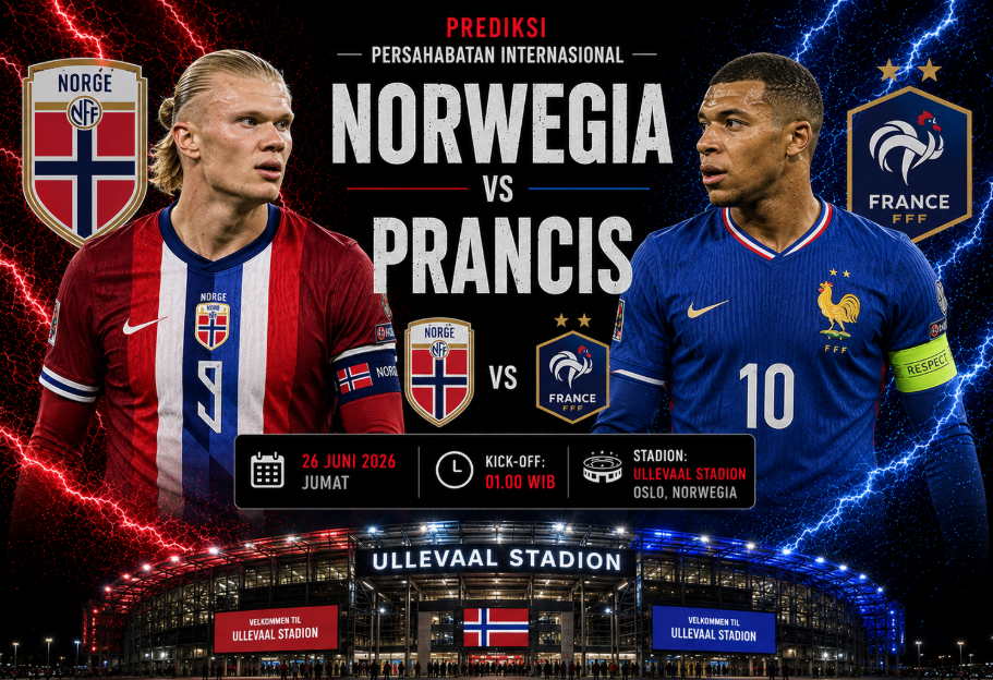 Jadwal Pertandingan Norwegia vs Prancis: Duel Haaland vs Mbappe