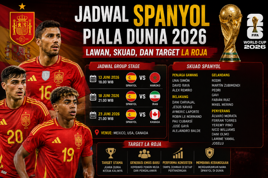 Jadwal Spanyol Piala Dunia 2026