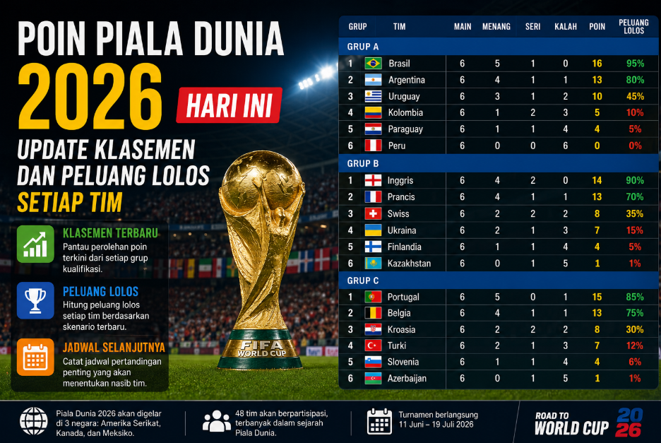 Poin Piala Dunia 2026 Hari Ini