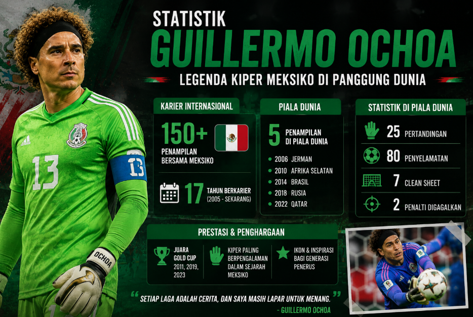Statistik Guillermo Ochoa: Legenda Kiper Meksiko di Panggung Dunia