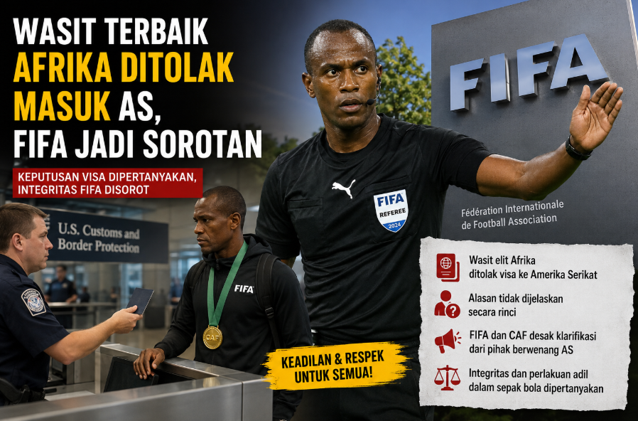 Wasit Terbaik Afrika Ditolak Masuk AS, FIFA Jadi Sorotan
