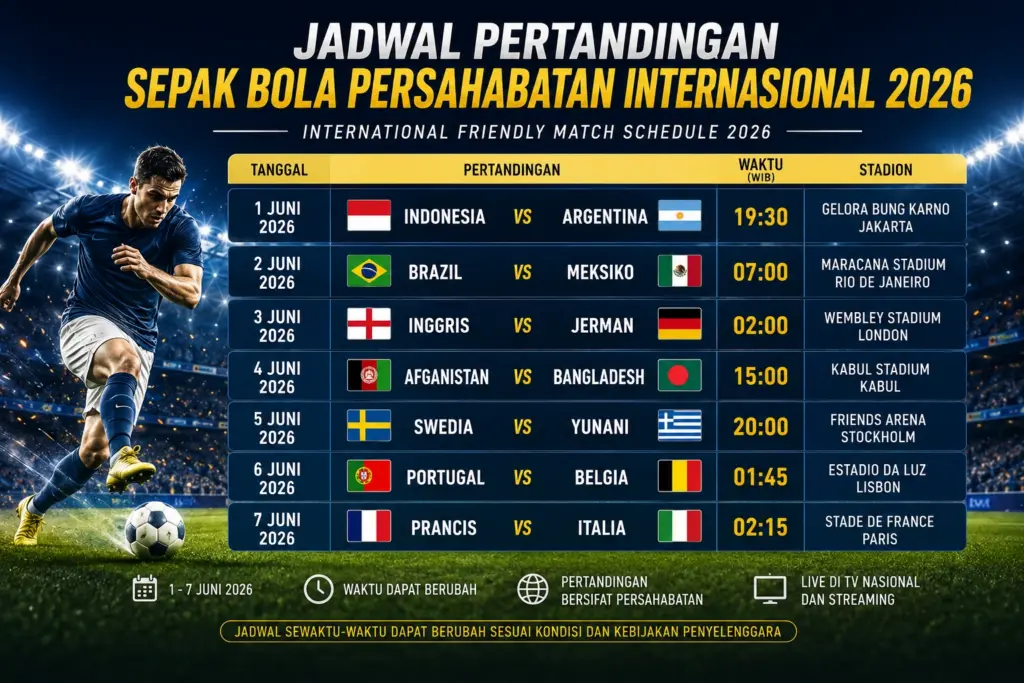 jadwal pertandingan persahabatan
