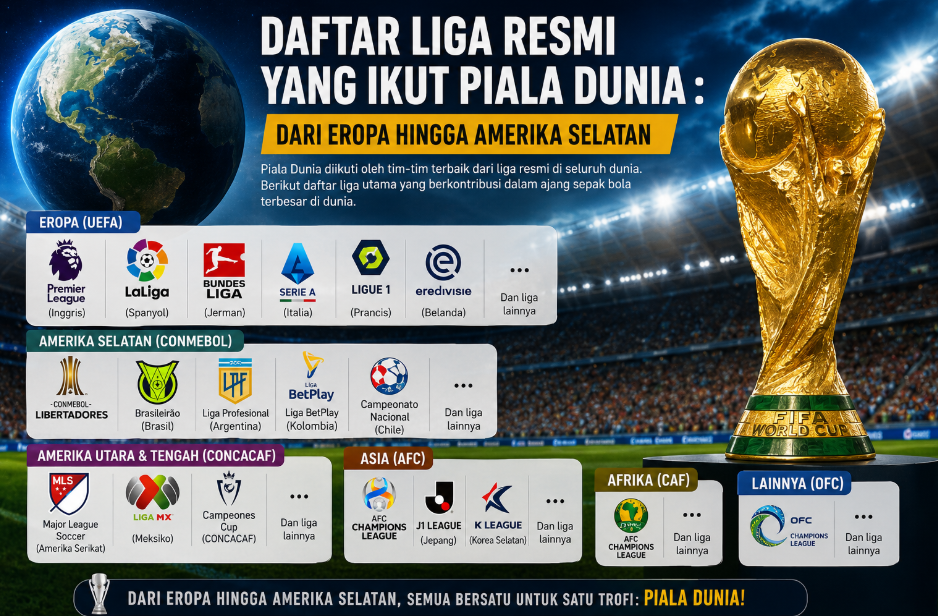 Daftar Liga Resmi yang Ikut Piala Dunia : Dari Eropa Hingga Amerika Selatan