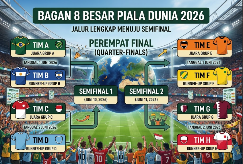 Bagan 8 Besar Piala Dunia 2026: Jalur Lengkap Menuju Semifinal