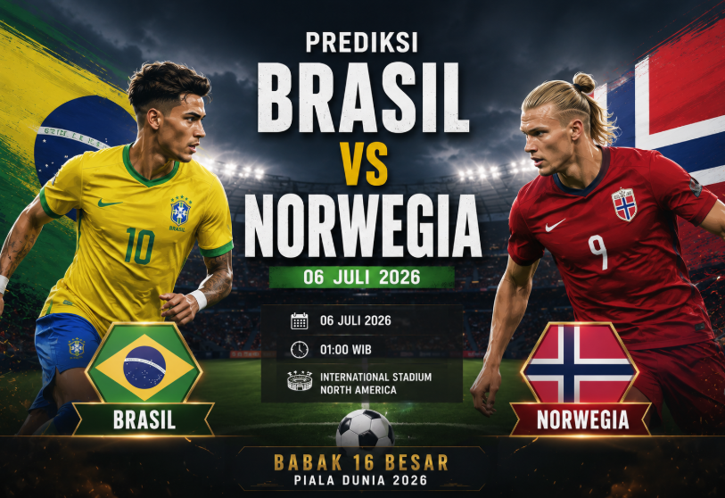 Jadwal Brasil vs Norwegia 06 Juli 2026 Statistik dan Prediksi skor