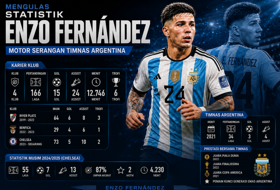 Mengulas Statistik Enzo Fernández: Motor Serangan Timnas Argentina