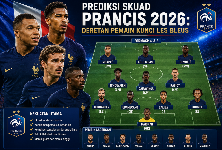 Prediksi Skuad Prancis 2026: Deretan Pemain Kunci Les Bleus
