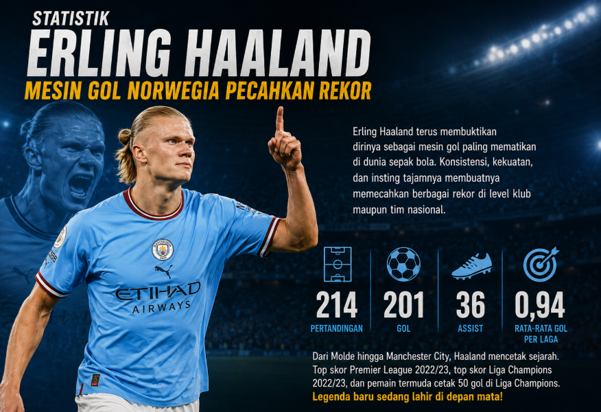 Statistik Erling Haaland: Mesin Gol Norwegia Pecahkan Rekor Piala Dunia