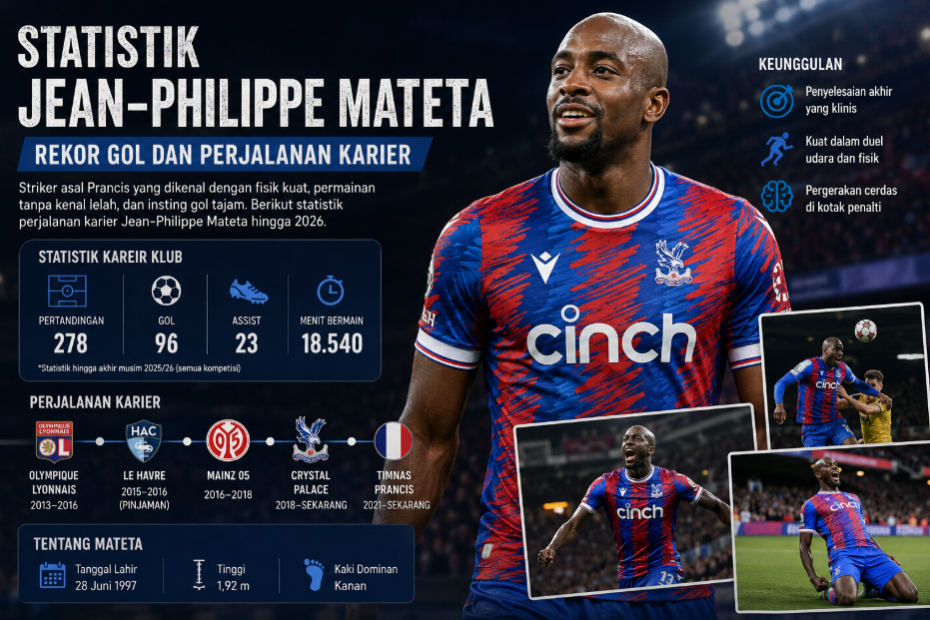 Statistik Jean-Philippe Mateta: Rekor Gol dan Perjalanan Karier